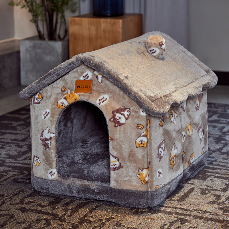 Cuccia Pieghevole per Cani Letto per Gatti Invernale Villa per Cani Cuccia Rimovibile Nido Caldo Grotta Chiusa Divano Forniture per Animali Domestici