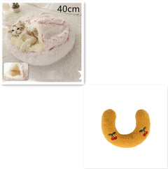 Lettino 2 in 1 per cani e gatti, letto invernale rotondo in peluche caldo, morbido letto in peluche lungo per animali domestici, prodotti per animali domestici