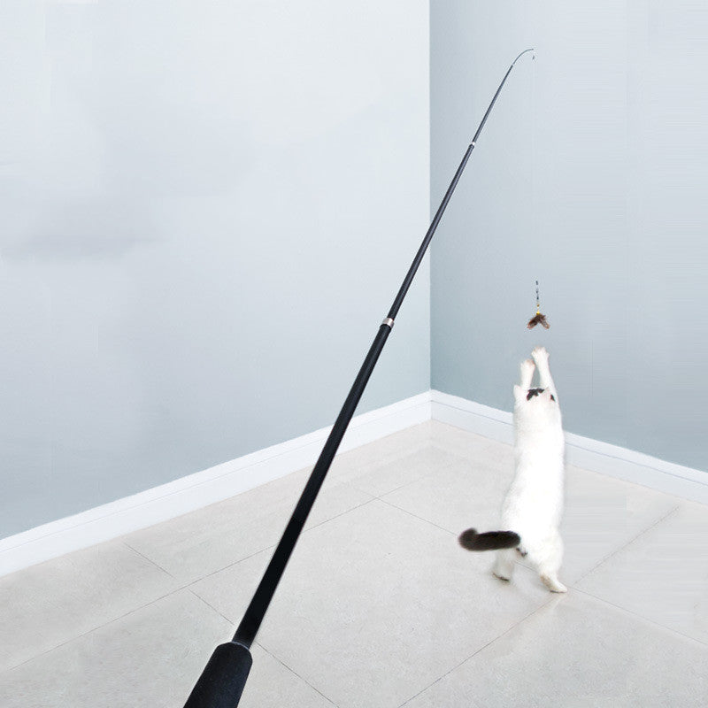 Giocattolo per animali domestici: bacchetta estensibile "Cat-teasing" con canna da 180 cm, testina di ricambio con piuma, bacchetta "Cat-teasing" estensibile regolabile, giocattolo per gatti da pesca.