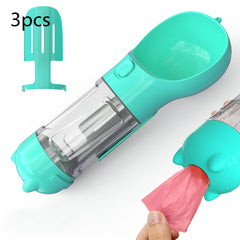Borraccia Portatile 3 in 1 per Cani con Ciotola per Acqua, Dispenser di Sacchetti Igenici per Rifiuti e Borraccia per Animali Domestici, per Viaggi all'Aperto