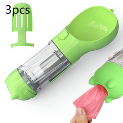 Borraccia Portatile 3 in 1 per Cani con Ciotola per Acqua, Dispenser di Sacchetti Igenici per Rifiuti e Borraccia per Animali Domestici, per Viaggi all'Aperto