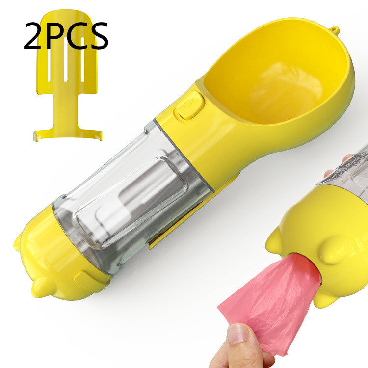 Borraccia Portatile 3 in 1 per Cani con Ciotola per Acqua, Dispenser di Sacchetti Igenici per Rifiuti e Borraccia per Animali Domestici, per Viaggi all'Aperto