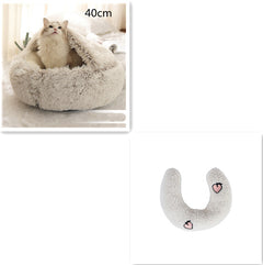 Lettino 2 in 1 per cani e gatti, letto invernale rotondo in peluche caldo, morbido letto in peluche lungo per animali domestici, prodotti per animali domestici