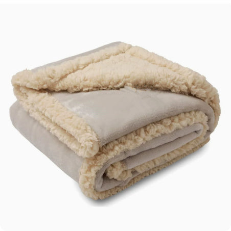 Coperta spessa per cuccia in pile di flanella di cotone e sherpa