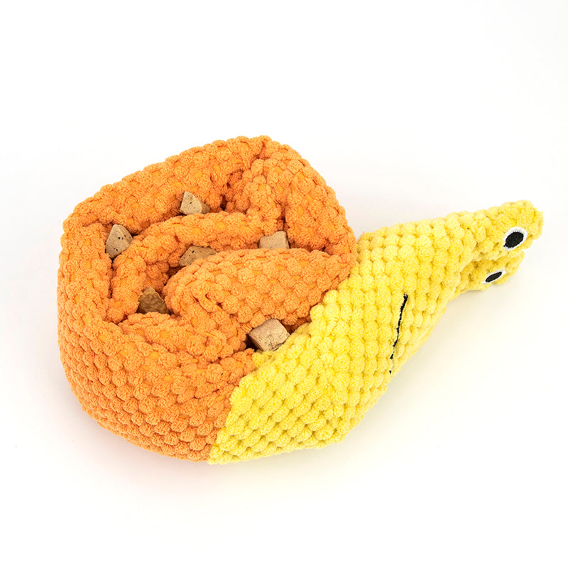 Giocattoli per cani Snail Snuffle Toys, giocattoli cigolanti per animali domestici, giochi cerebrali, distributori di snack per l'allenamento dell'istinto di ricerca del cibo, giocattoli di peluche arricchenti "nascondi e annusa" contro la noia