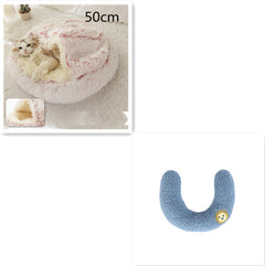 Lettino 2 in 1 per cani e gatti, letto invernale rotondo in peluche caldo, morbido letto in peluche lungo per animali domestici, prodotti per animali domestici