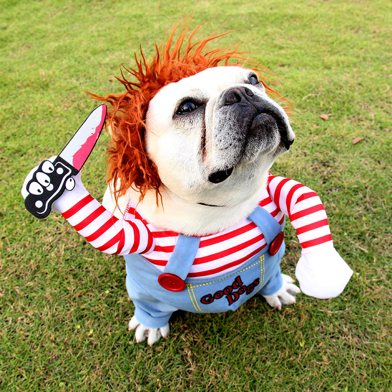 Costume di Halloween per animali domestici, abiti divertenti per cani, costume da cosplay regolabile per cani, costume spaventoso per feste e raduni
