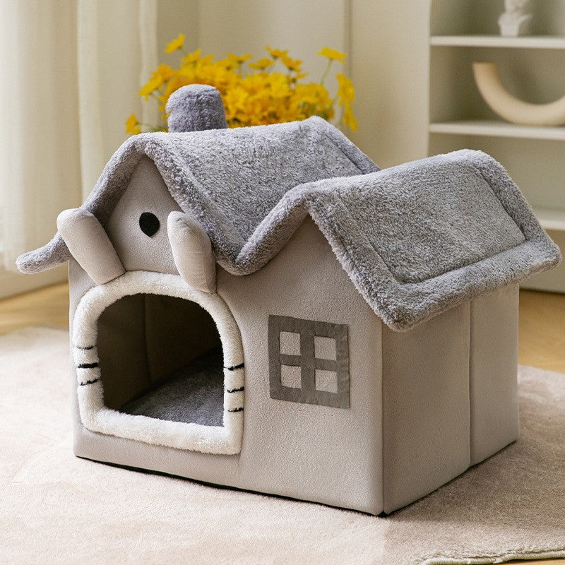 Cuccia Pieghevole per Cani Letto per Gatti Invernale Villa per Cani Cuccia Rimovibile Nido Caldo Grotta Chiusa Divano Forniture per Animali Domestici