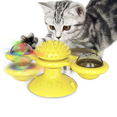 Gatto Girevole Mulino a Vento Giocattoli Multifunzione Dispositivo per Grattarsi Prurito Giocattolo per Pulizia Denti