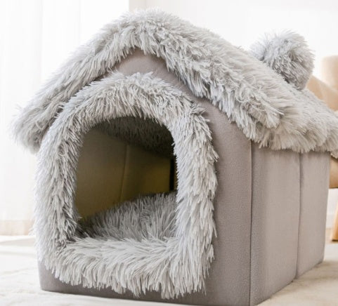 Cuccia Pieghevole per Cani Letto per Gatti Invernale Villa per Cani Cuccia Rimovibile Nido Caldo Grotta Chiusa Divano Forniture per Animali Domestici