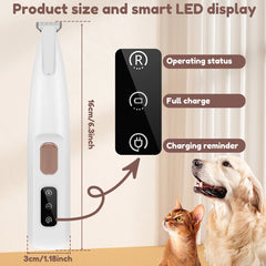Tagliacani per animali domestici con luce LED completamente impermeabile, Tosatrice per peli di animali domestici con display LED, Tosatrici per cani per toelettatura, Lama allargata
