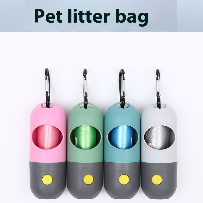 Dispenser per sacchetti igienici per animali domestici con luce LED per cani gatti, sacchetti per raccogliere le feci del cane, porta sacchetti igienici, accessori per la pulizia degli animali domestici