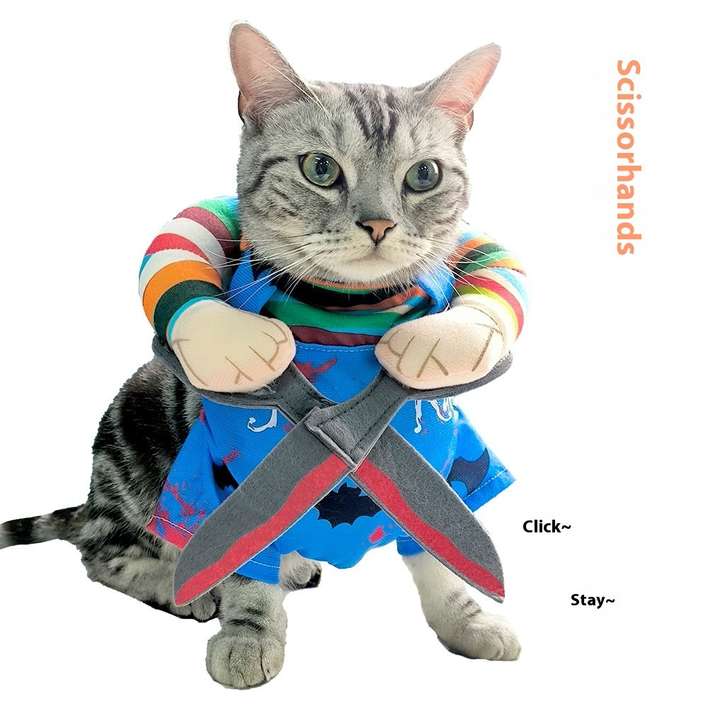 Costume di Halloween per animali domestici, gatto, vestito divertente con spalline regolabili, tuta a forma di forbice, cosplay, vestiti di Halloween e Natale per cani