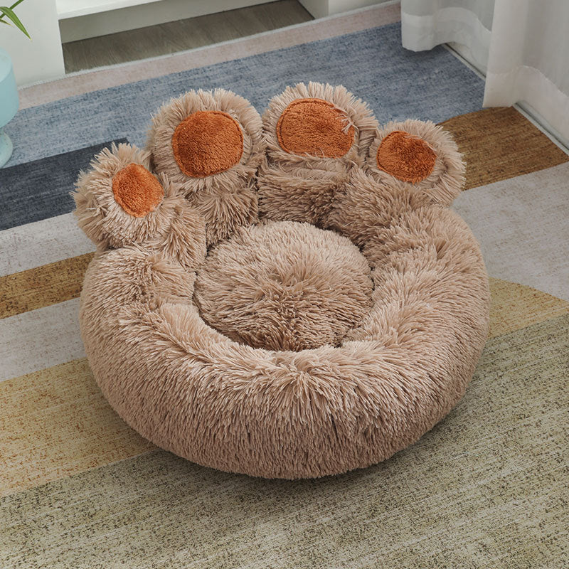 Cuccia a forma di mano calda invernale in peluche per animali domestici