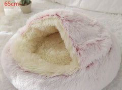 Lettino 2 in 1 per cani e gatti, letto invernale rotondo in peluche caldo, morbido letto in peluche lungo per animali domestici, prodotti per animali domestici