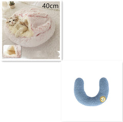 Lettino 2 in 1 per cani e gatti, letto invernale rotondo in peluche caldo, morbido letto in peluche lungo per animali domestici, prodotti per animali domestici