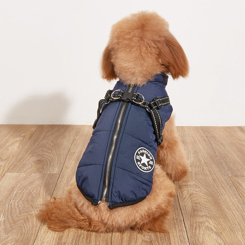 Vestiti imbottiti in cotone per cani, caldi, foderati in pile, spessi, riflettenti, con bretelle