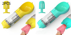 Borraccia Portatile 3 in 1 per Cani con Ciotola per Acqua, Dispenser di Sacchetti Igenici per Rifiuti e Borraccia per Animali Domestici, per Viaggi all'Aperto
