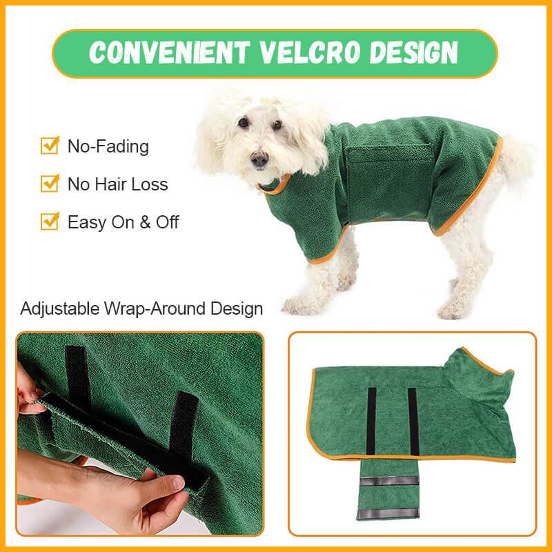Accappatoio assorbente in microfibra per animali domestici con chiusura in vita