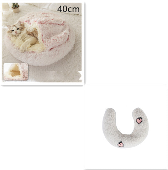 Lettino 2 in 1 per cani e gatti, letto invernale rotondo in peluche caldo, morbido letto in peluche lungo per animali domestici, prodotti per animali domestici