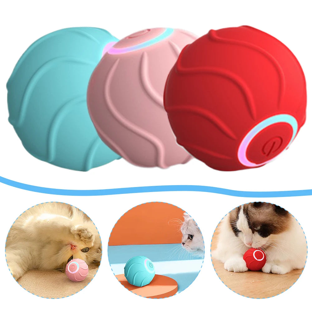 Giocattoli intelligenti per gatti: palla rotolante, interattiva per padroni e animali domestici, palla rimbalzante automatica USB, auto-divertente per gattini, palla che salta