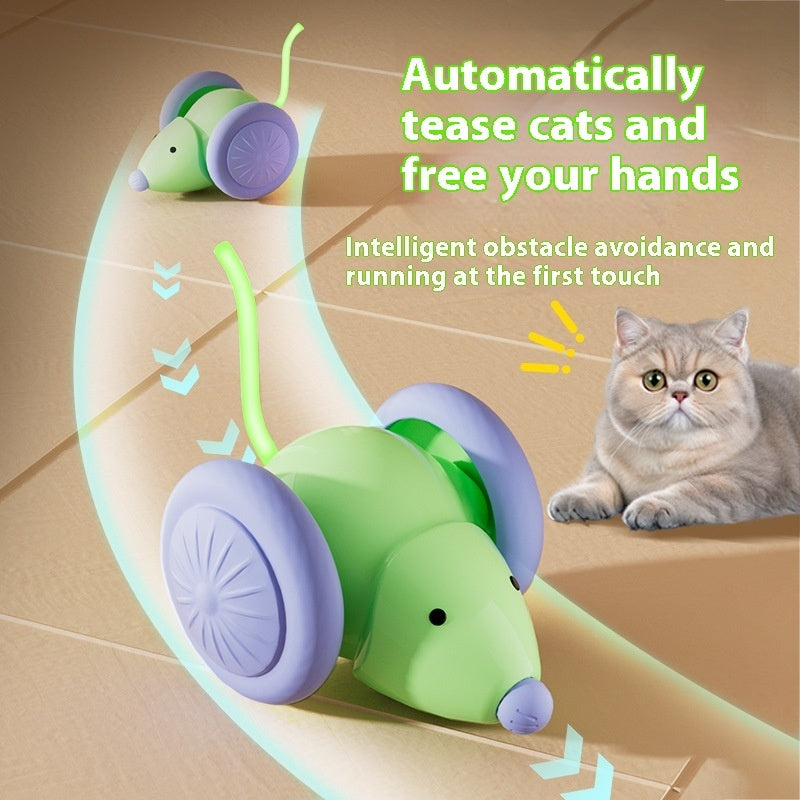 Giocattoli per animali Giocattolo interattivo per gatti Auto topo elettrica - Teaser automatico con evitamento intelligente degli ostacoli Prodotti per animali domestici