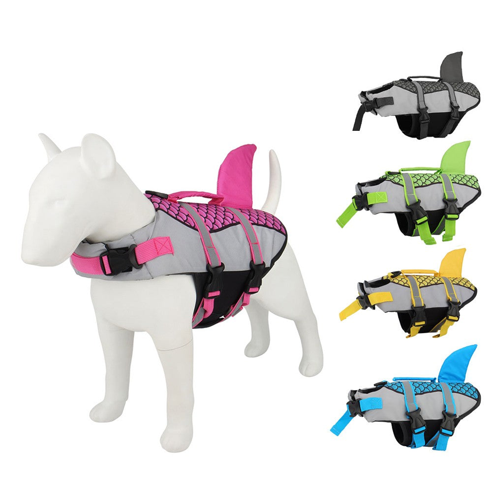 Giacca di salvataggio per cani da nuoto, gilet, vestiti, giubbotto di salvataggio, collare, pettorina, animali domestici, nuoto, costumi da bagno estivi, squame di squalo, prodotti per animali domestici