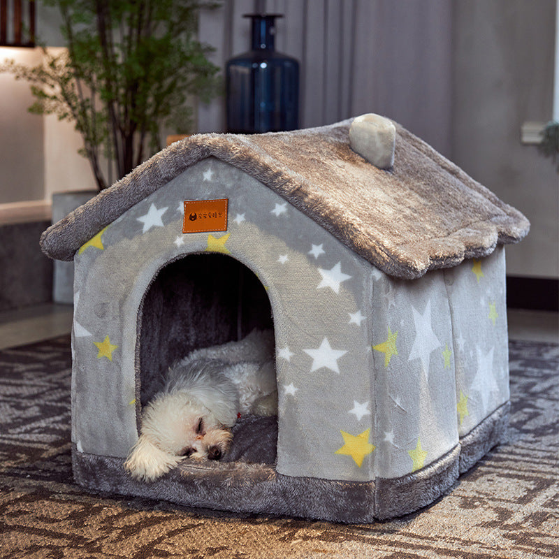 Cuccia Pieghevole per Cani Letto per Gatti Invernale Villa per Cani Cuccia Rimovibile Nido Caldo Grotta Chiusa Divano Forniture per Animali Domestici