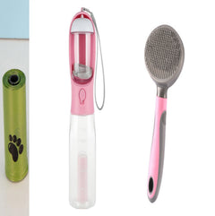 Borraccia portatile per gatti e cani, distributore di cibo, beverino e raccoglitore di deiezioni, 3 in 1, a prova di perdite, multifunzione, prodotti per animali domestici