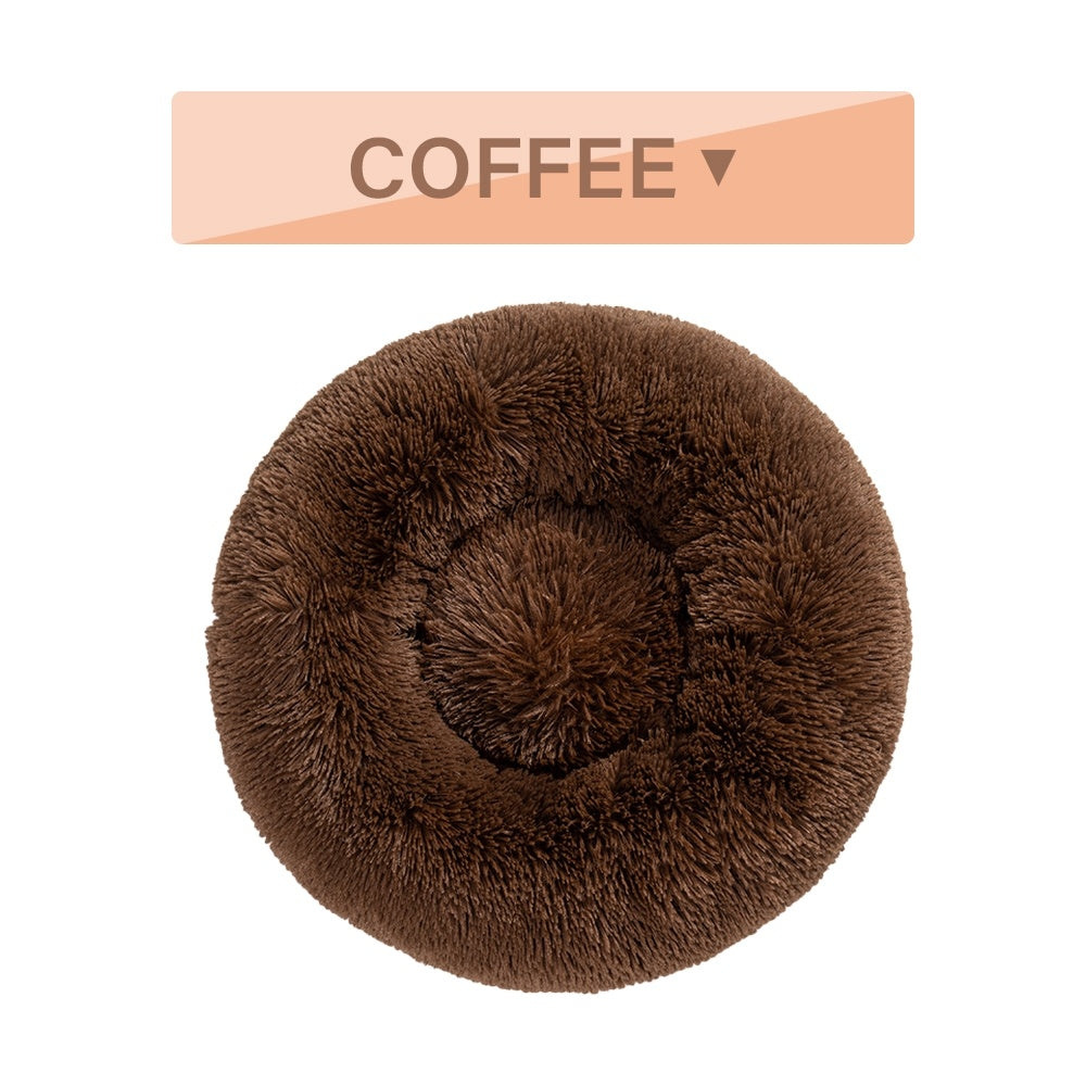 Cuccia per cani Fluffy Donut – Letto per animali domestici caldo, morbido, in peluche lungo – Cuccia per cani e gatti – Tappetino per divano lavabile – Cuccia calmante per cani di taglia piccola e grande