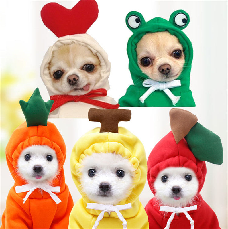 Vestiti per cani carini con frutta, per cani di piccola taglia, felpe con cappuccio, pile caldo invernale, abbigliamento per animali domestici, costume per cuccioli, gatti, cappotto per outfit francese Chihuahua