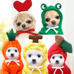 Vestiti per cani carini con frutta, per cani di piccola taglia, felpe con cappuccio, pile caldo invernale, abbigliamento per animali domestici, costume per cuccioli, gatti, cappotto per outfit francese Chihuahua