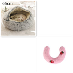 Lettino 2 in 1 per cani e gatti, letto invernale rotondo in peluche caldo, morbido letto in peluche lungo per animali domestici, prodotti per animali domestici