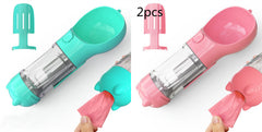 Borraccia Portatile 3 in 1 per Cani con Ciotola per Acqua, Dispenser di Sacchetti Igenici per Rifiuti e Borraccia per Animali Domestici, per Viaggi all'Aperto