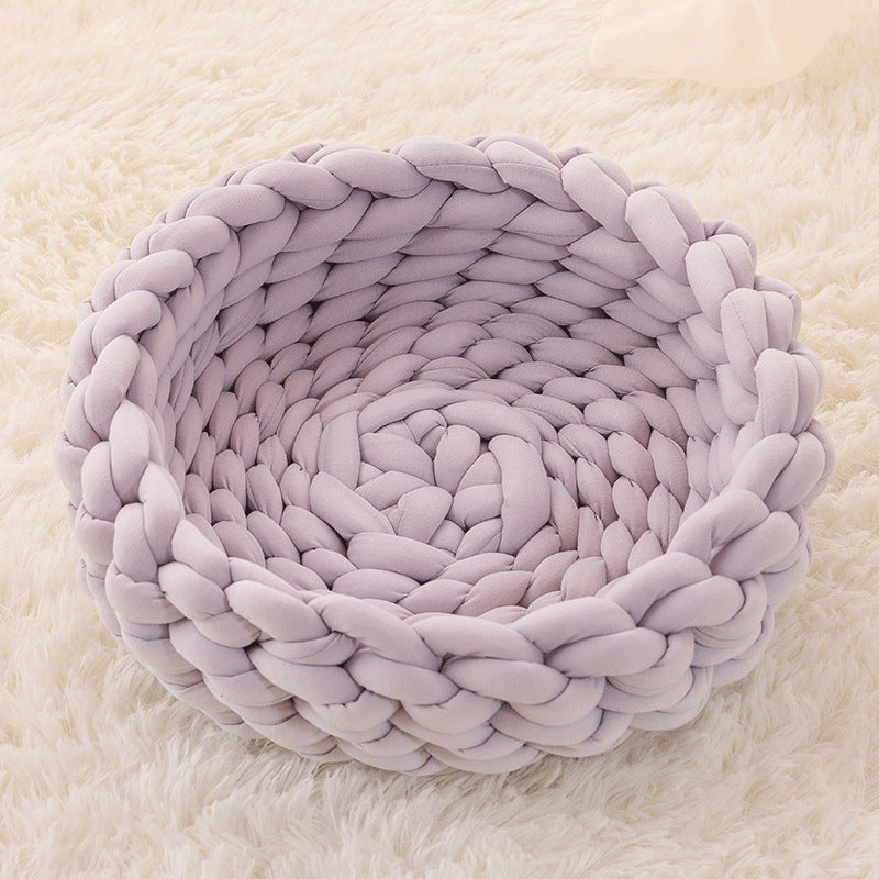 Cuccia per Gatti, Cuscino Morbido in Peluche Lungo, Tappeto Caldo per Animali Domestici, Carino Cuccia per Gatti, Letto Cesto Rotondo Soffice, Tocco Confortevole, Prodotti per Animali Domestici