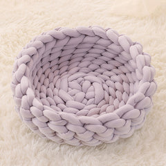 Cuccia per Gatti, Cuscino Morbido in Peluche Lungo, Tappeto Caldo per Animali Domestici, Carino Cuccia per Gatti, Letto Cesto Rotondo Soffice, Tocco Confortevole, Prodotti per Animali Domestici