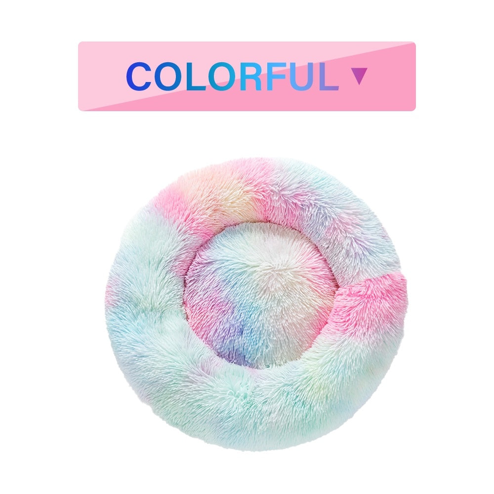 Cuccia per cani Fluffy Donut – Letto per animali domestici caldo, morbido, in peluche lungo – Cuccia per cani e gatti – Tappetino per divano lavabile – Cuccia calmante per cani di taglia piccola e grande