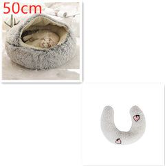 Lettino 2 in 1 per cani e gatti, letto invernale rotondo in peluche caldo, morbido letto in peluche lungo per animali domestici, prodotti per animali domestici