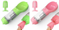 Borraccia Portatile 3 in 1 per Cani con Ciotola per Acqua, Dispenser di Sacchetti Igenici per Rifiuti e Borraccia per Animali Domestici, per Viaggi all'Aperto