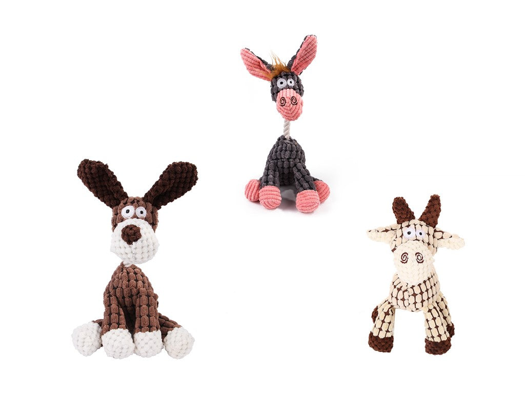 Gioco per Animali Domestici a Forma di Asino Giocattolo da Masticare in Corduroy per Cani Cuccioli con Squeak Morbido Osso di Peluche Gioco Molare per Cani Gioco per Addestramento Cani