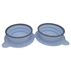 Ciotole doppie portatili in silicone per cibo per cani Ciotola pieghevole antiscivolo per gatti Ciotola anti-soffocamento da viaggio per animali domestici da esterno