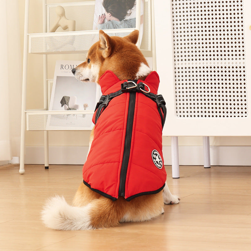 Vestiti imbottiti in cotone per cani, caldi, foderati in pile, spessi, riflettenti, con bretelle
