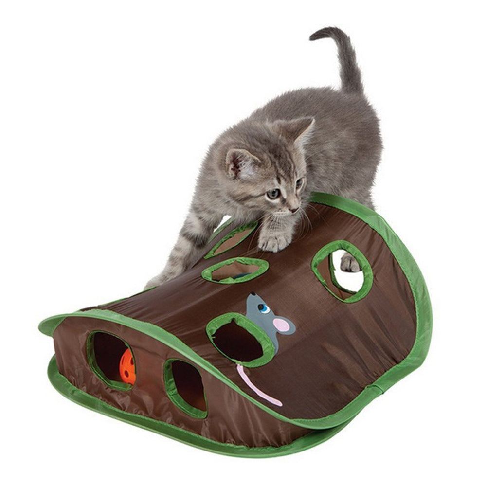 Simpatico Gioco Interattivo Nascondino per Gatti, 9 Fori, Tunnel, Caccia al Topo, Giocattolo per L'Intelligenza, Foro Nascosto per Animali Domestici, Giocattoli Pieghevoli per Gattini
