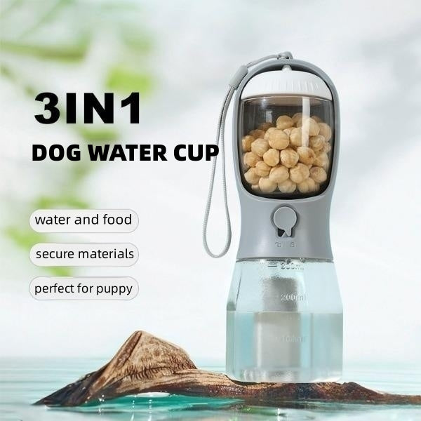 Tazza d'acqua per cani, cibo, sacchetto per immondizia, tre-in-uno, portatile, piccola, multi-funzionale, per animali domestici