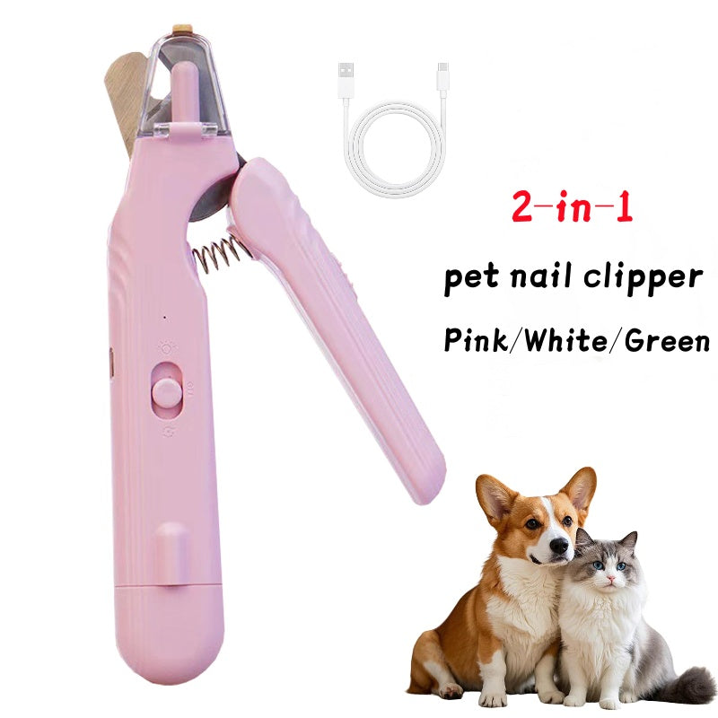 2 in 1 Tagliaunghie per animali domestici con luce LED forbici speciali per linea di sangue per cani e gatti multifunzione tagliaunghie per zampe di animali forniture per animali domestici