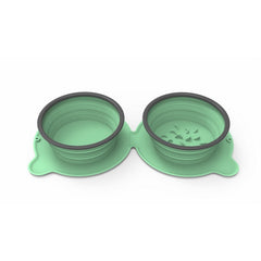 Ciotole doppie portatili in silicone per cibo per cani Ciotola pieghevole antiscivolo per gatti Ciotola anti-soffocamento da viaggio per animali domestici da esterno