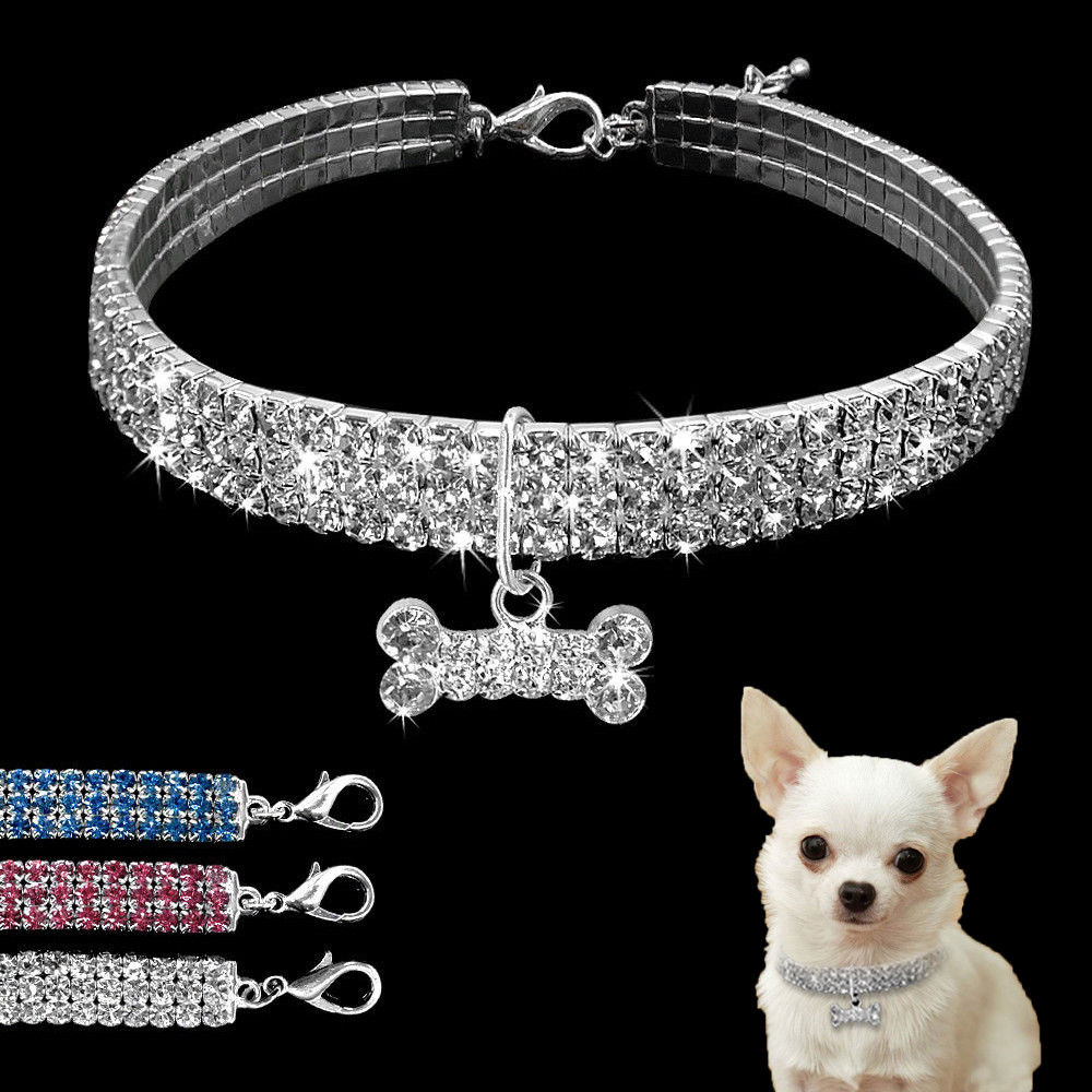 Collare per cani con strass, collare di cristallo per cuccioli Chihuahua, guinzaglio per cani di piccola taglia e gatti