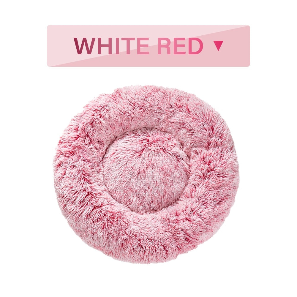 Cuccia per cani Fluffy Donut – Letto per animali domestici caldo, morbido, in peluche lungo – Cuccia per cani e gatti – Tappetino per divano lavabile – Cuccia calmante per cani di taglia piccola e grande