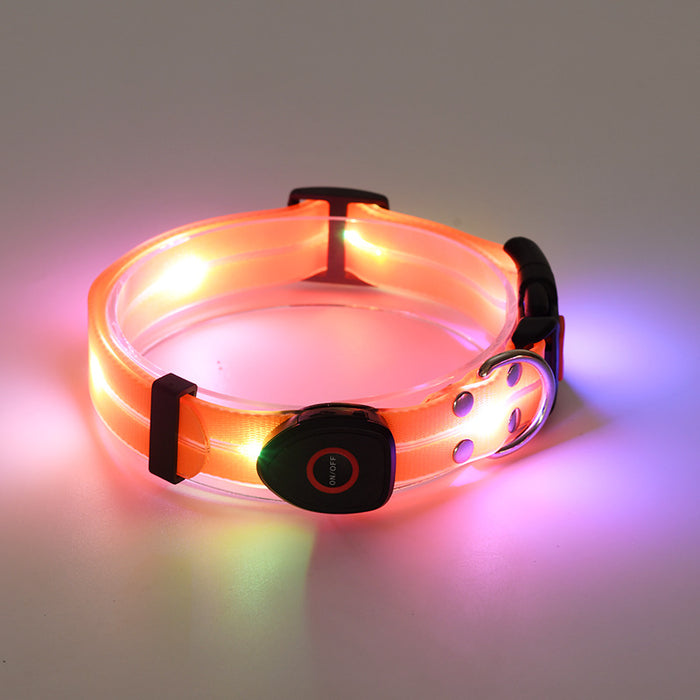 Collar luminoso LED recargable de nailon para mascotas