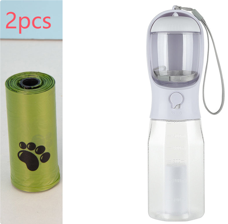 Borraccia portatile per gatti e cani, distributore di cibo, beverino e raccoglitore di deiezioni, 3 in 1, a prova di perdite, multifunzione, prodotti per animali domestici